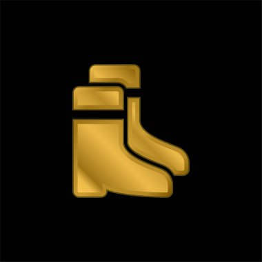 Altın kaplama metalik simge veya logo vektörünü çizer