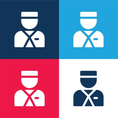 Bellboy blue and red four color minimal icon set clipart