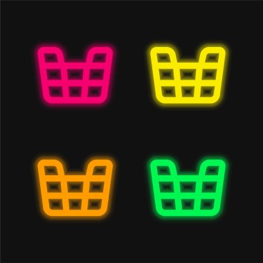 Dört sepet parlayan neon vektör simgesi