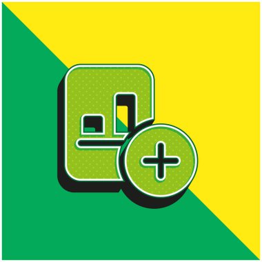 Yeşil ve sarı modern 3d vektör simgesi ekle