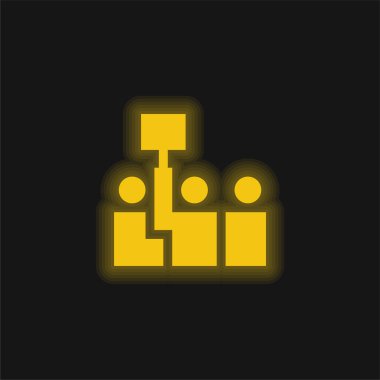 Açık arttırma sarı parlayan neon simgesi