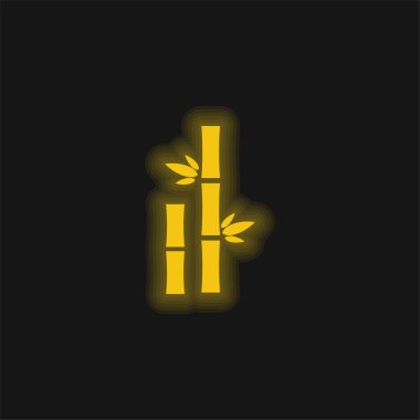 Yaprakları sarı, parlak neon ikonlu Bambu