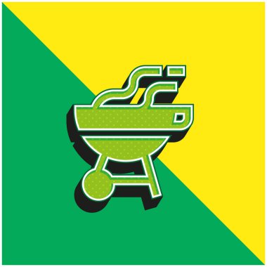 Bbq Green ve sarı modern 3d vektör simgesi logosu