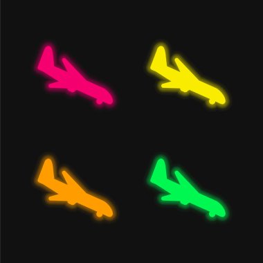 Arraving Airplane dört renk parlayan neon vektör simgesi