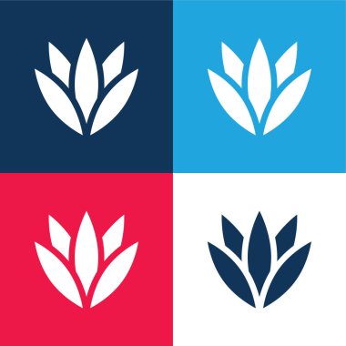 Agave mavi ve kırmızı dört renk minimal simge kümesi