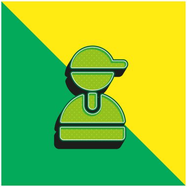 Çocuk Yeşil ve Sarı Modern 3D vektör simgesi logosu