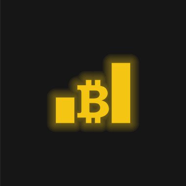 Bitcoin Bars Ascendant Graphic Of Increasing Money yellow glowing neon icon clipart