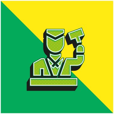 Açık Artırma Yeşil ve Sarı 3D modern vektör simgesi logosu