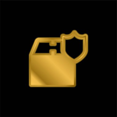 Kutu altın kaplama metalik simge veya logo vektörü