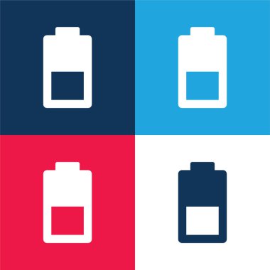 Pil mavi ve kırmızı dört renk minimal simge kümesi