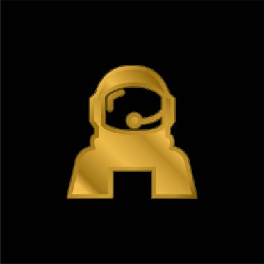 Astronot Miğferi Dış Uzay Altın Kaplama Metal Simge veya logo Vektörü