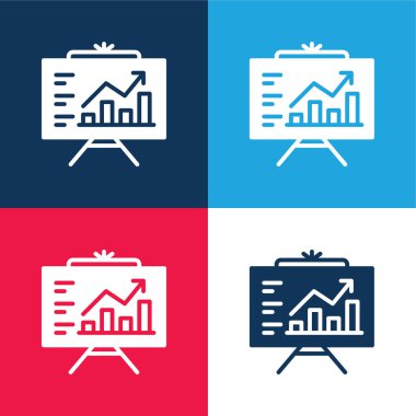 Analitik mavi ve kırmızı dört renk minimal simge kümesi