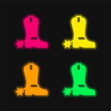 Dört renkli parlak neon vektör simgesini çizer
