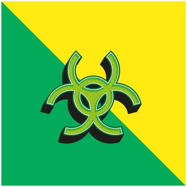 Biyolojik Tehlike Yeşil ve Sarı Modern 3D vektör simgesi logosu