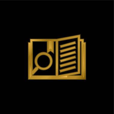Kitap altın kaplamalı metalik simge veya logo vektörü