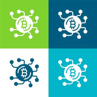 Bitcoin Flat four color minimal icon set clipart