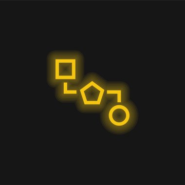 Üç Şeklin Blokları sarı parlayan neon simgesi