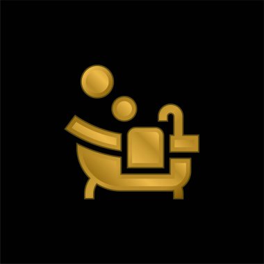 Küvet altın kaplama metalik simge veya logo vektörü