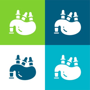 Bagpipe Flat four color minimal icon set clipart