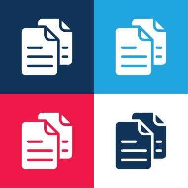 Archives blue and red four color minimal icon set clipart