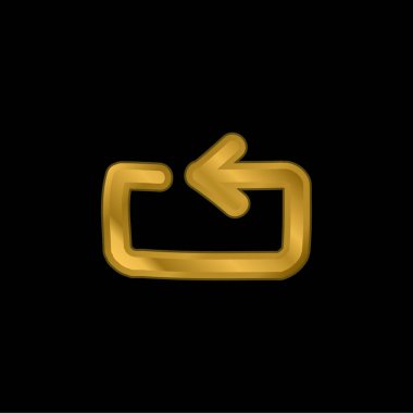 Arkaya Oklu El İşaretli Altın Kaplama Metal Simge veya logo Vektörü