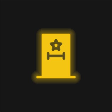 Sahne arkası sarı parlak neon simgesi