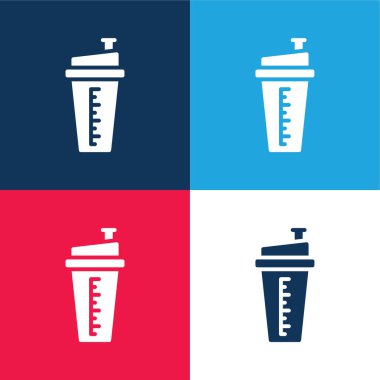 Şişe mavi ve kırmızı dört renk minimal simge kümesi