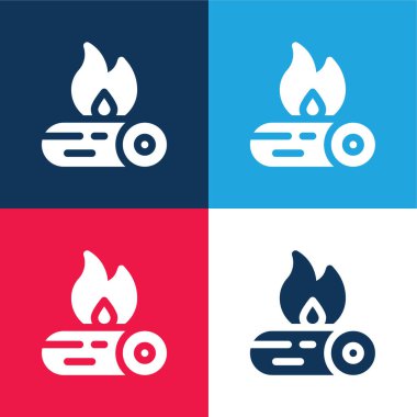 Şenlik ateşi mavi ve kırmızı dört renk minimal simge seti