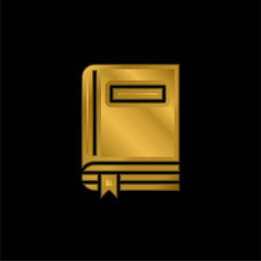 Kitap altın kaplamalı metalik simge veya logo vektörü