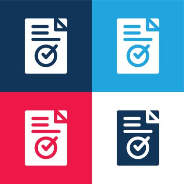 Mavi ve kırmızı dört renk simgesi setini onayla