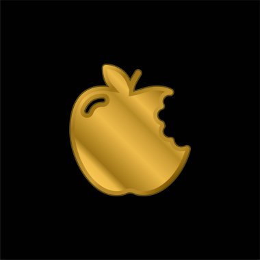 Apple gold plated metalic icon or logo vector clipart