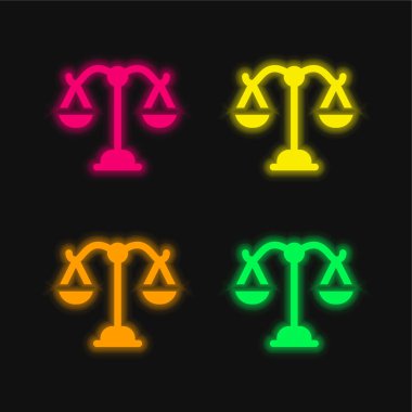 Dört renk parlayan neon vektör simgesi dengesi