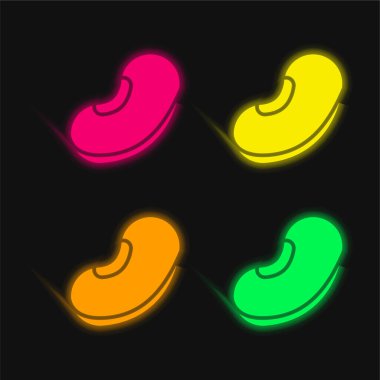 Bean dört renk parlayan neon vektör simgesi