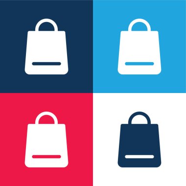 Poşet mavi ve kırmızı dört renk minimal simge seti