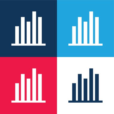 Çubuk mavi ve kırmızı dört renk en az simge kümesi