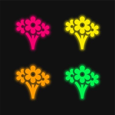 Dört renk parlayan neon vektör simgesi