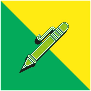 Ballpoint Pen Green and yellow modern 3d vector icon logo clipart
