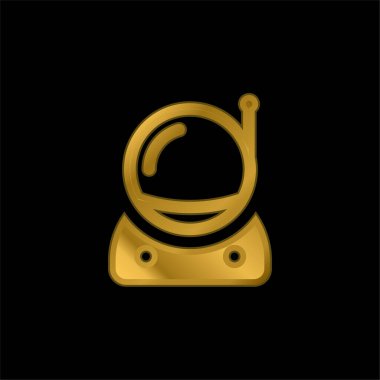 Astronot altın kaplama metalik simge veya logo vektörü