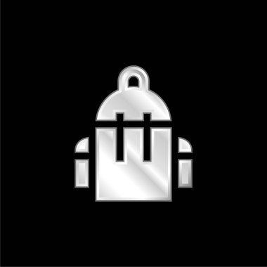 Sırt çantasında gümüş kaplama metalik simge