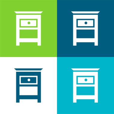 Bedroom Furniture Small Table For Bed Side Flat four color minimal icon set clipart