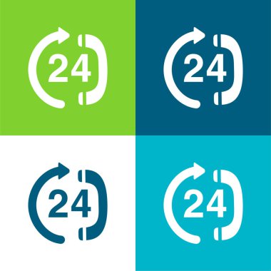 24 Saat Çağrı Merkezi Daire 4 Renk simgesi seti