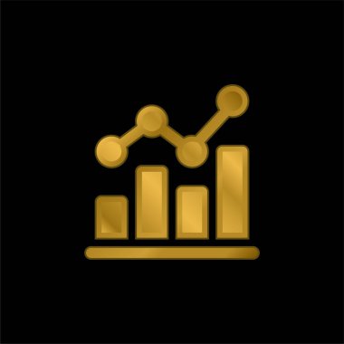 Çubuk Grafik altın kaplama metalik simge veya logo vektörü