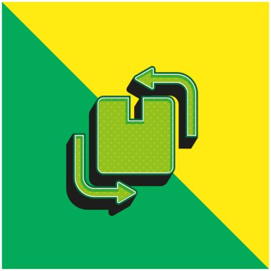 Kutu Yeşil ve Sarı Modern 3D vektör simgesi logosu