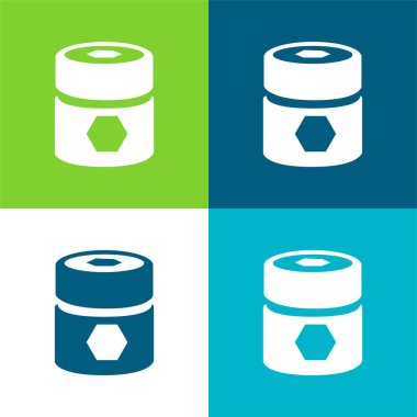 Barrel With Pentagons Flat four color minimal icon set clipart