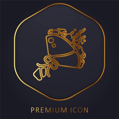 Buket altın çizgi prim logosu veya simgesi