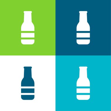 Bira Şişesi Düz 4 renk minimal simge kümesi