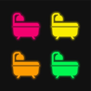 Dört renk parlayan neon vektör simgesi