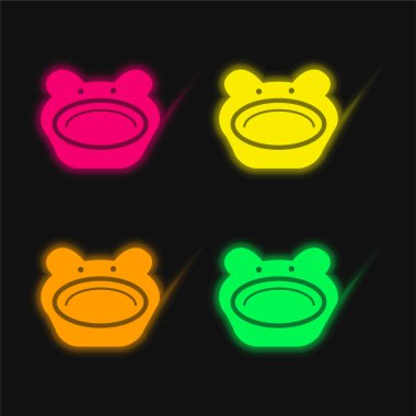 Bebek Hayvan Şekilli Tabak Dört Renkli Parlayan neon vektör simgesi