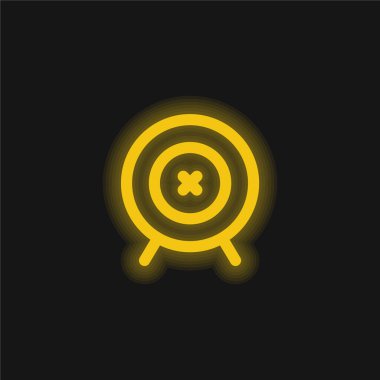 Okçuluk hedefi sarı parlak neon simgesi