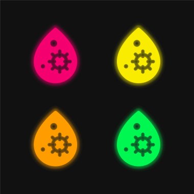 Kan dört renk parlayan neon vektör simgesi